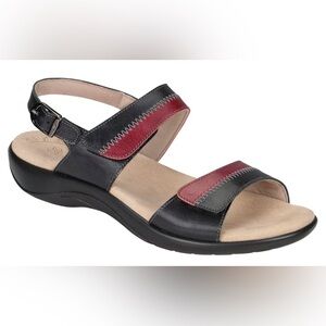 SAS Nudu Sandal RED/Black  10 W Women's Shoes PREOWNED EXCELLENT CONDITION